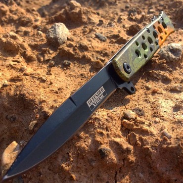 7.25 in. Defender Xtreme Light Green Camouflage Folding Spring Assisted Knife