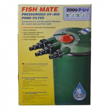 Fish Mate Pressurized UV Bio Pond Filter - 9 Watts With Power Clenz - 450-1,300 GPH - Up to 2,000 Gallons