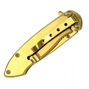6.5 in. Defender Xtreme Spring Assisted Gold Colored Knife with Belt Clip