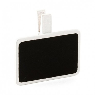 Miniature Rectangular Wooden Black Board Clip With White Wash Finish