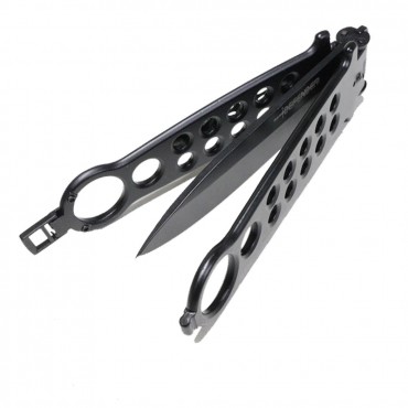 Defender Tactical Team 8.5 in. Butterfly Knife Black Color with Lock