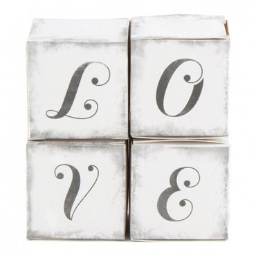 LOVE Cube Favor Boxes With Charming Aged Print - Pack of 10