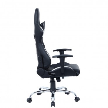 Black And White Gaming Chair With Head-Rest Pillow