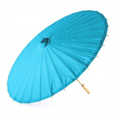 Paper Parasol With Bamboo Boning - Caribbean Blue