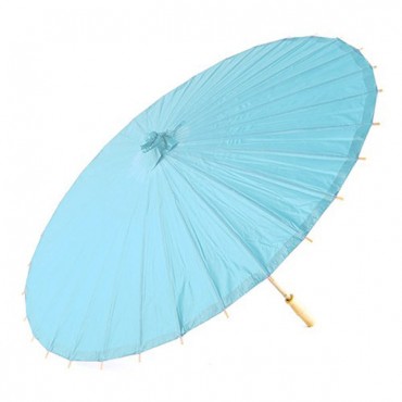 Paper Parasol With Bamboo Boning - Aqua Blue