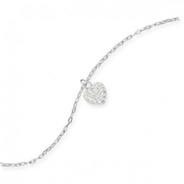 9 in. + 1 in. Crystal Heart Charm Anklet