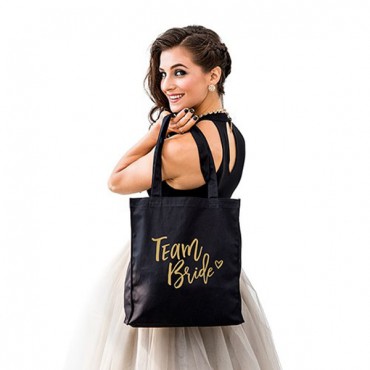 Plain Black Canvas Tote Bag For Bridesmaid - Team Bride