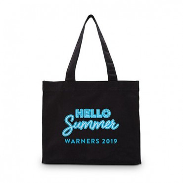 "Hello Summer" Black Canvas Tote Bag