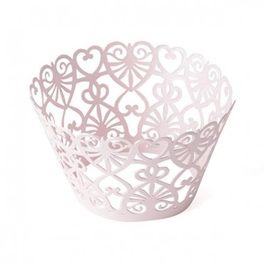 Lace Hearts Filigree Paper Cupcake Wrappers 12 - 2 Pieces