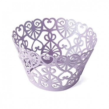 Lace Hearts Filigree Paper Cupcake Wrappers 12 - 2 Pieces