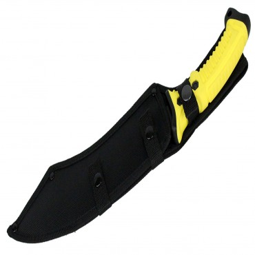 16 in. Hunt-Down Full Tang Hunting Knife with Black/Yellow Rubber Handle