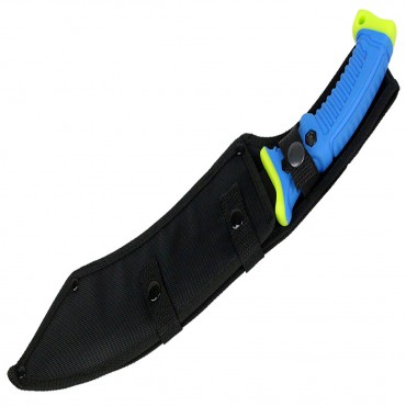 16 in. Hunt-Down Full Tang Hunting Knife with Blue/Neon Green Rubber Handle