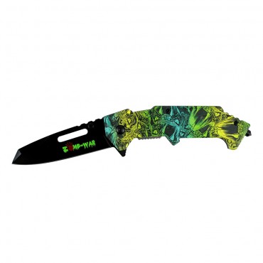 8 in. Zomb War Spring Assisted Clip Point Knife & Rainbow Viper Handle
