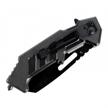 8 in. Zomb War Spring Assisted Black Clip Point Knife & Belt Clip