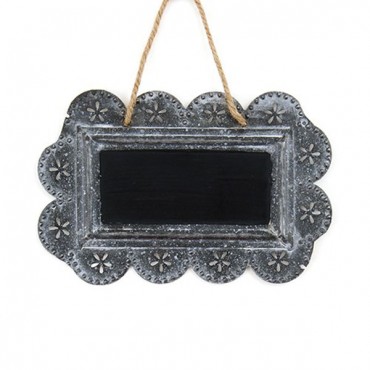 Small Scalloped Frame Tin Signs With Chalkboard - 2 Pieces