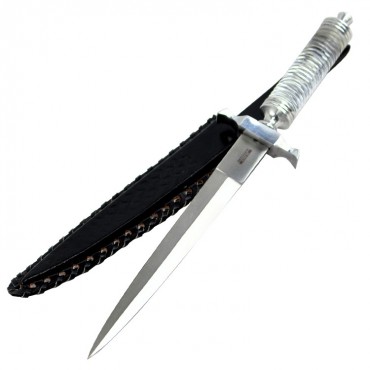 Defender Xtreme 12.5 in. Crystal Handle Stainless Steel Hunting Knife With Leather Sheath