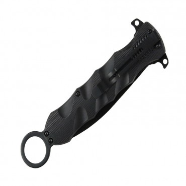10 in. Defender Extreme Spring Assisted Black Knife with Stainless Steel Blade