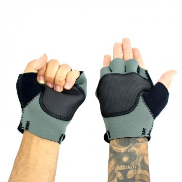 Perrini Gray Fingerless Sport Gloves with Velcro Wrist Strap