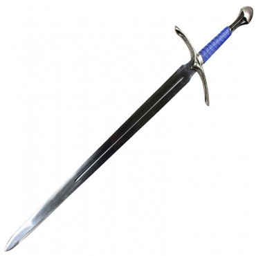 43 in. Medieval Style Sword with Blue Leather Handle and Leather Sheath