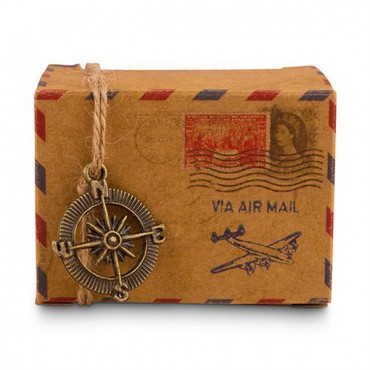 Vintage Inspired Airmail Favor Box Kit - Pack of 10