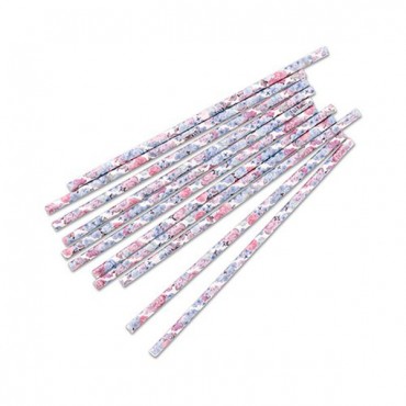 Vintage Floral Paper Drinking Straws 75 - 2 Pieces