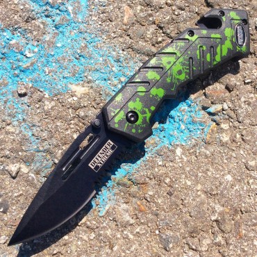 Defender Xtreme High Quality Tactical 7.5 in. Green Spring Assisted Folding Knife