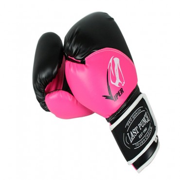 12 oz Adult Size Last Punch Black and Pink Viper Boxing Gloves