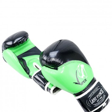 12 oz Adult Size Last Punch Black and Green Viper Boxing Gloves