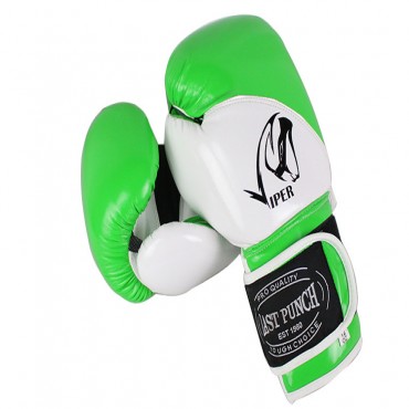12 oz Adult Size Last Punch White and Green Viper Boxing Gloves