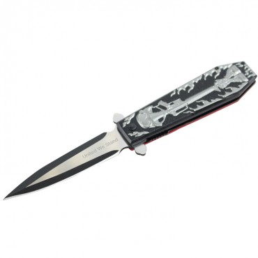 9.5" Hunt Down Coffin Handle with USA/Grey M16 Design Spring Assisted Knife