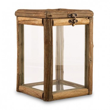 Rustic Wood And Glass Box With Hinged Lid