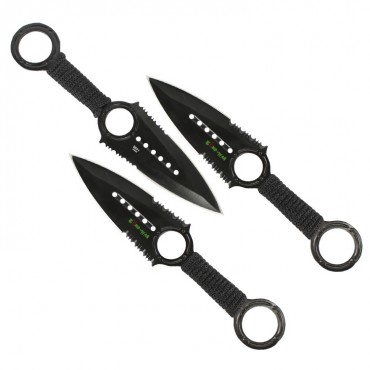 Zomb War 3 Piece Throwing Knife set Black color W/ sheath