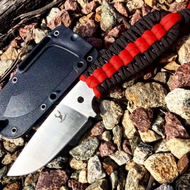 TheBoneEdge 7.5 in. Hunting Tactical Knife w/ Sheath and Red & Black Strap Handle