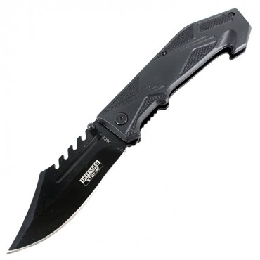 Defender Xtreme 8.5 in. Spring Assisted Folding Tactical Survival Knife Black Handle