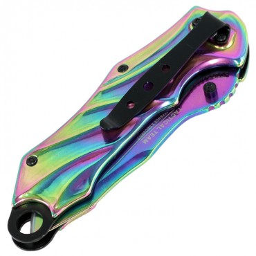 TheBoneEdge 8 in. Multi Color Spring Assisted Tactical Rescue Knife With Belt Clip