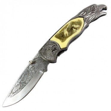 TheBoneEdge 8 in. Eagle Pattern Handle & Blade Folding Knife