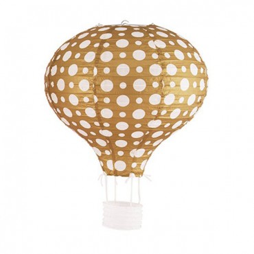 Hot Air Balloon Paper Lantern Set In Gold And White  - Pack of 3
