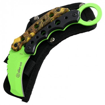 Zomb-War 6 in. Tactical Combat Rescue Full Tang Fixed Blade Knife Fall Camo Handle