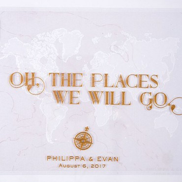 Vintage Travel Personalized Wedding Guest Book With Clear Acrylic Cover