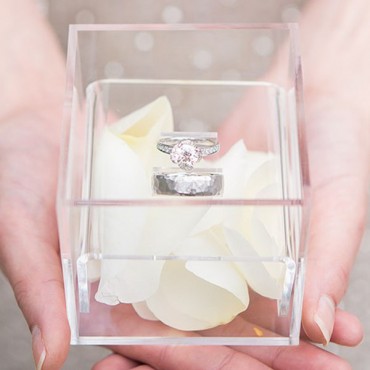 Acrylic Wedding Ring Box - The Adventure Begins Etching
