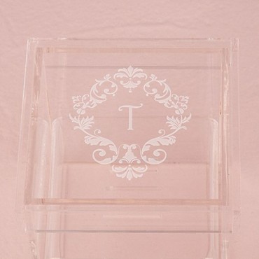 Acrylic Wedding Ring Box - Classic Filigree Etching