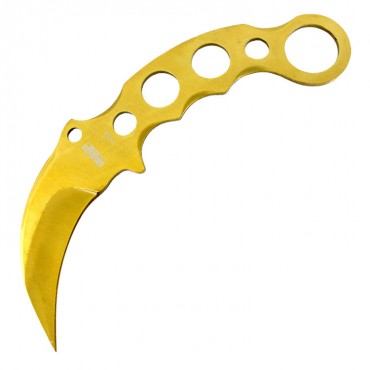 Defender-Xtreme 7.5 in. Tactical Combat Karambit Knife Full Tang With Sheath Gold