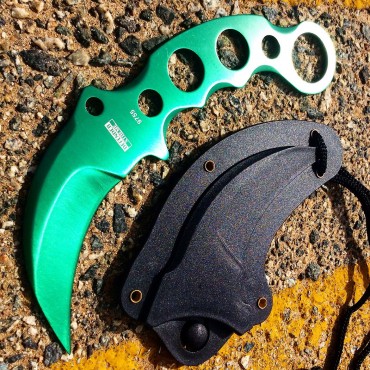 Defender-Xtreme 7.5 in. Tactical Combat Karambit Knife Full Tang With Sheath Green