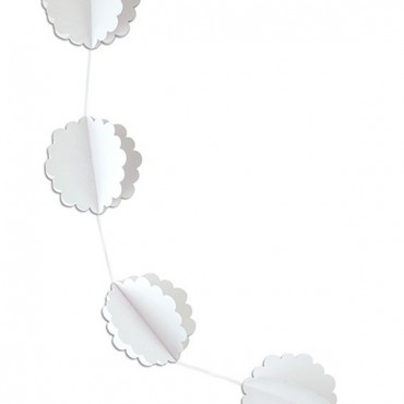 3D Floral White Paper Garland - 2 Pieces