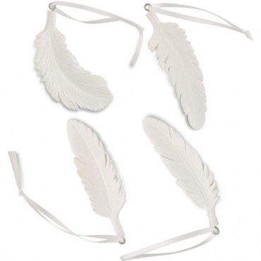White Resin Feather Ornament Assortment