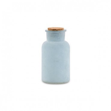 Frosted Sea Blue Bottle With Cork Stopper - 2 Pieces