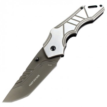 Hunt-Down 8 in. Spring Assisted Folding Knife Tactical Rescue - Silver Blade & Handle
