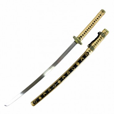 Defender 38 in. Carbon Steel Samurai Sword Black Gold Moon Scabbard Dull Blade