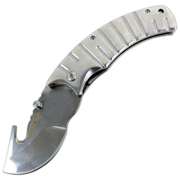 Hunt-Down 9 in. Silver Color Tactical Spring Assisted Folding Knife