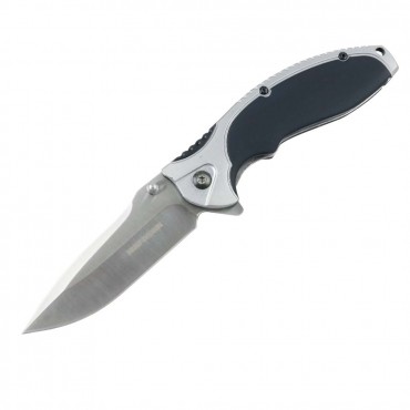 Hunt-Down 8.5 in. Stainless Steel Blade Rubber Handle Spring Assisted Folding Knife